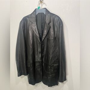 Ralph Lauren Black Lambskin Button Up Jacket Men's Size 40R